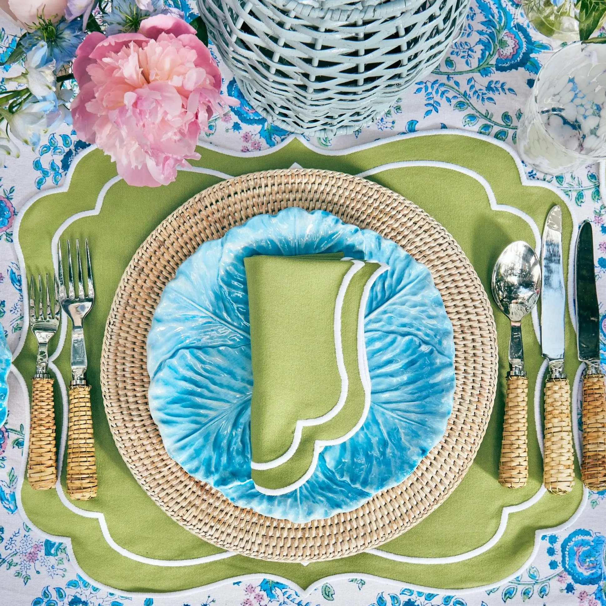 Sylvie Green Embroidered Napkins (Set Of 4)