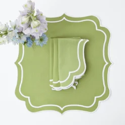 Sylvie Green Embroidered Placemats & Napkins (Set Of 4)