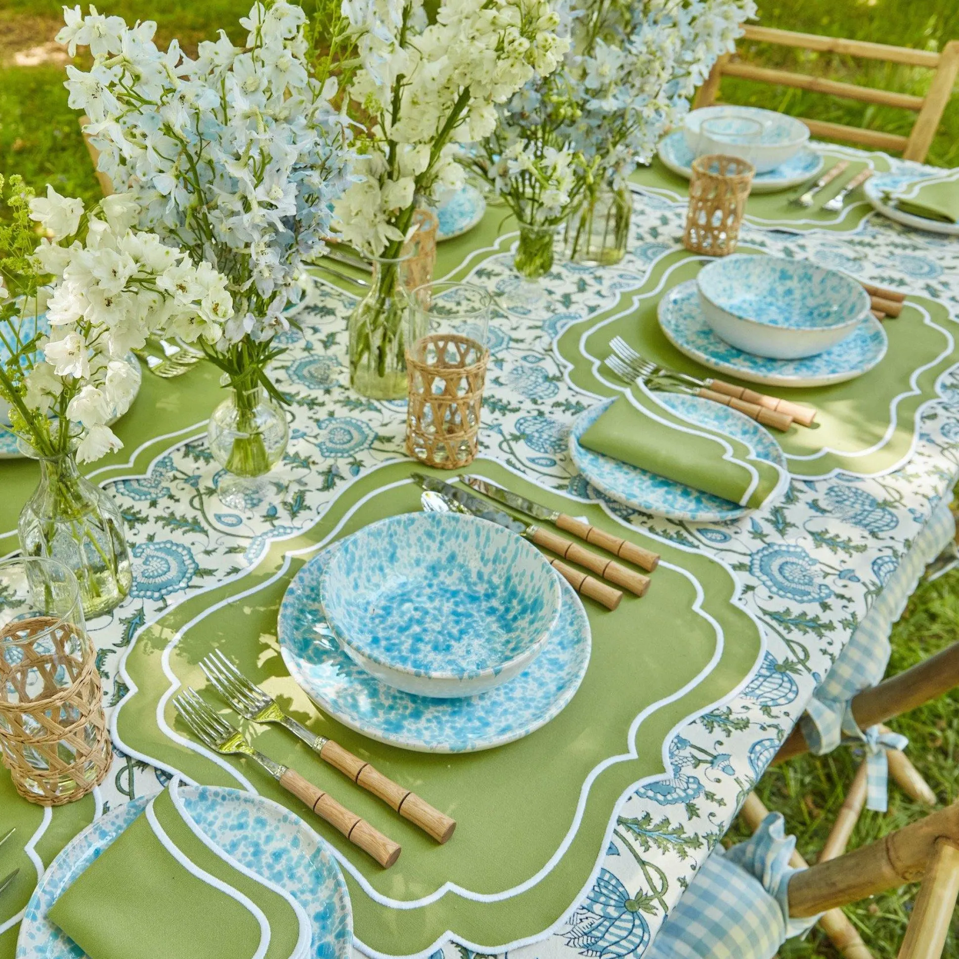 Sylvie Green Embroidered Placemats & Napkins (Set Of 4)