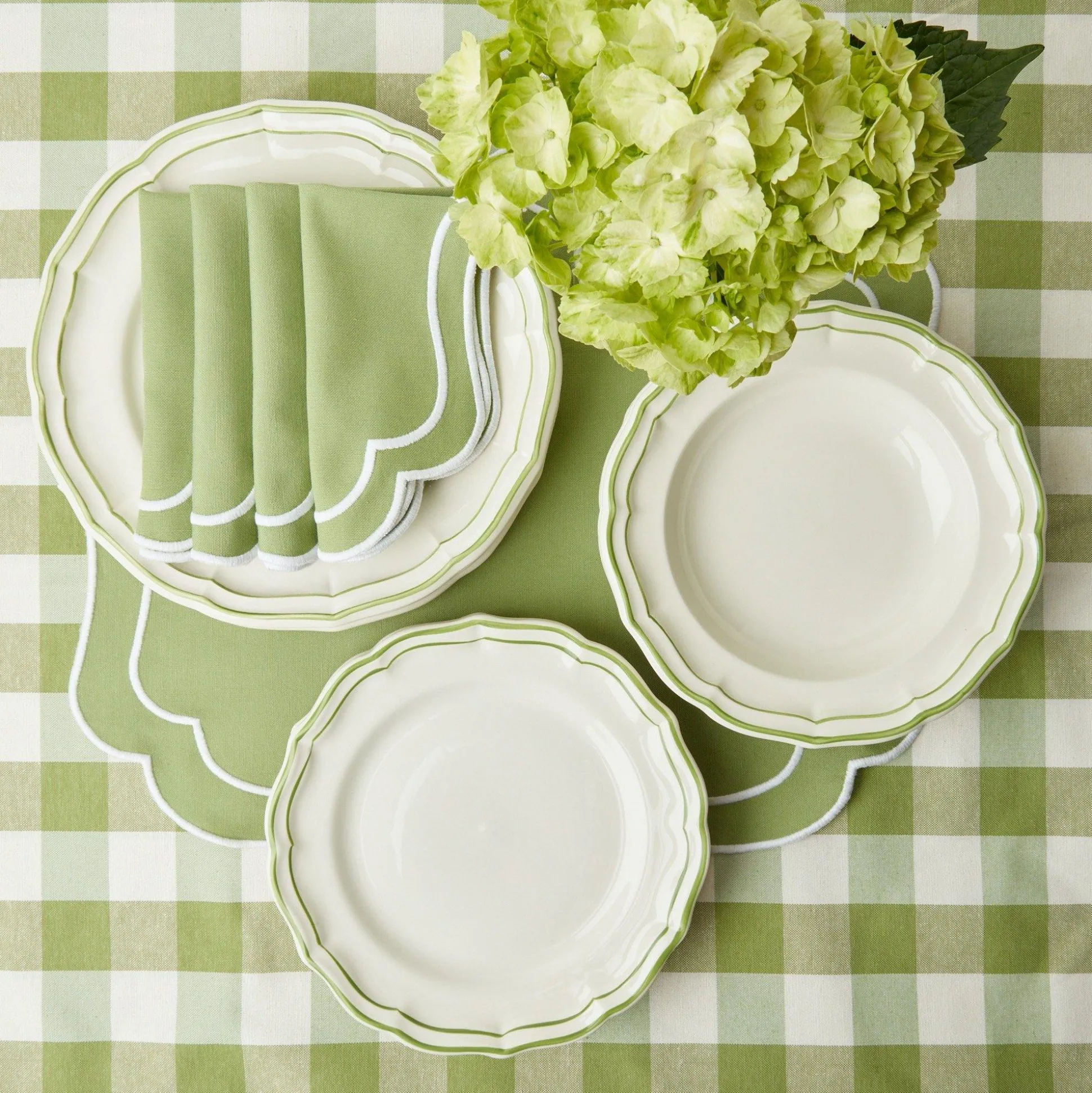 Sylvie Green Embroidered Placemats & Napkins (Set Of 4)