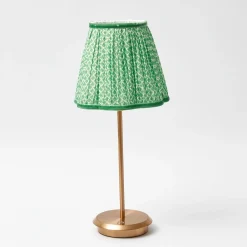 Tall Rechargeable Lamp With Green Lotus Lampshade
