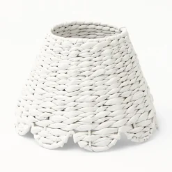 Tall Rechargeable Lamp With White Seagrass Lampshade