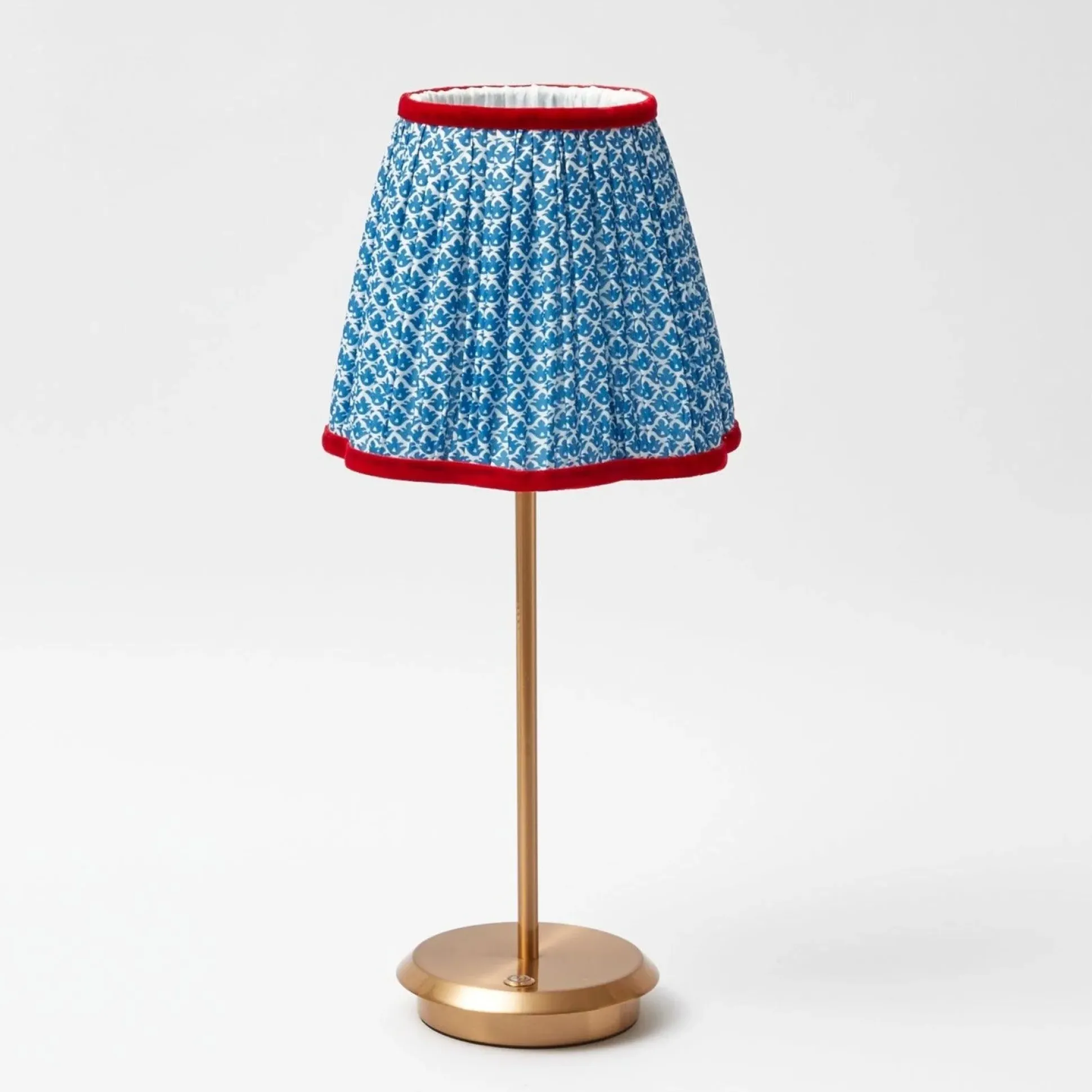 Tall Rechargeable Lamp With Blue Lotus Lampshade