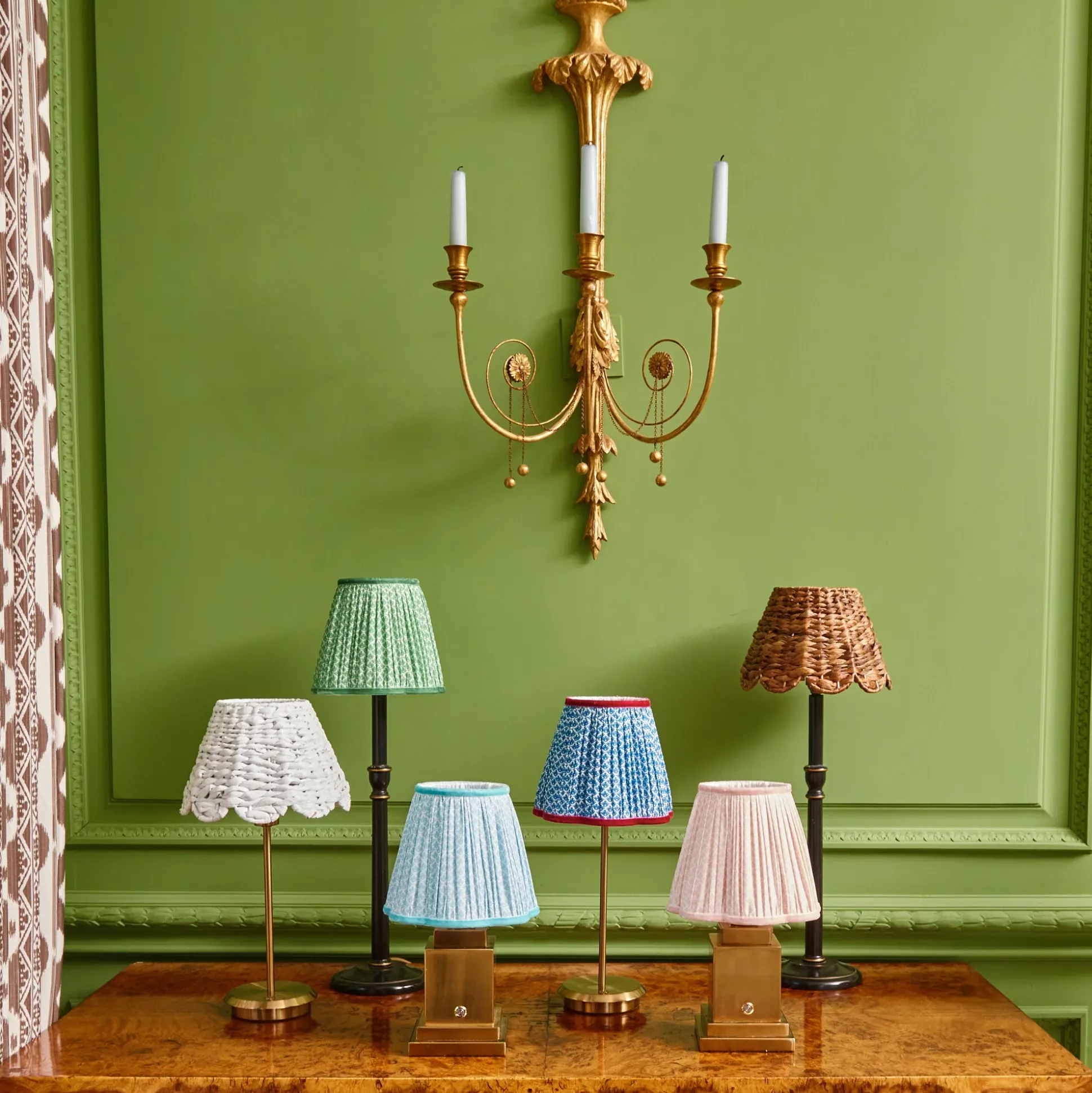 Tall Rechargeable Lamp With Blue Lotus Lampshade