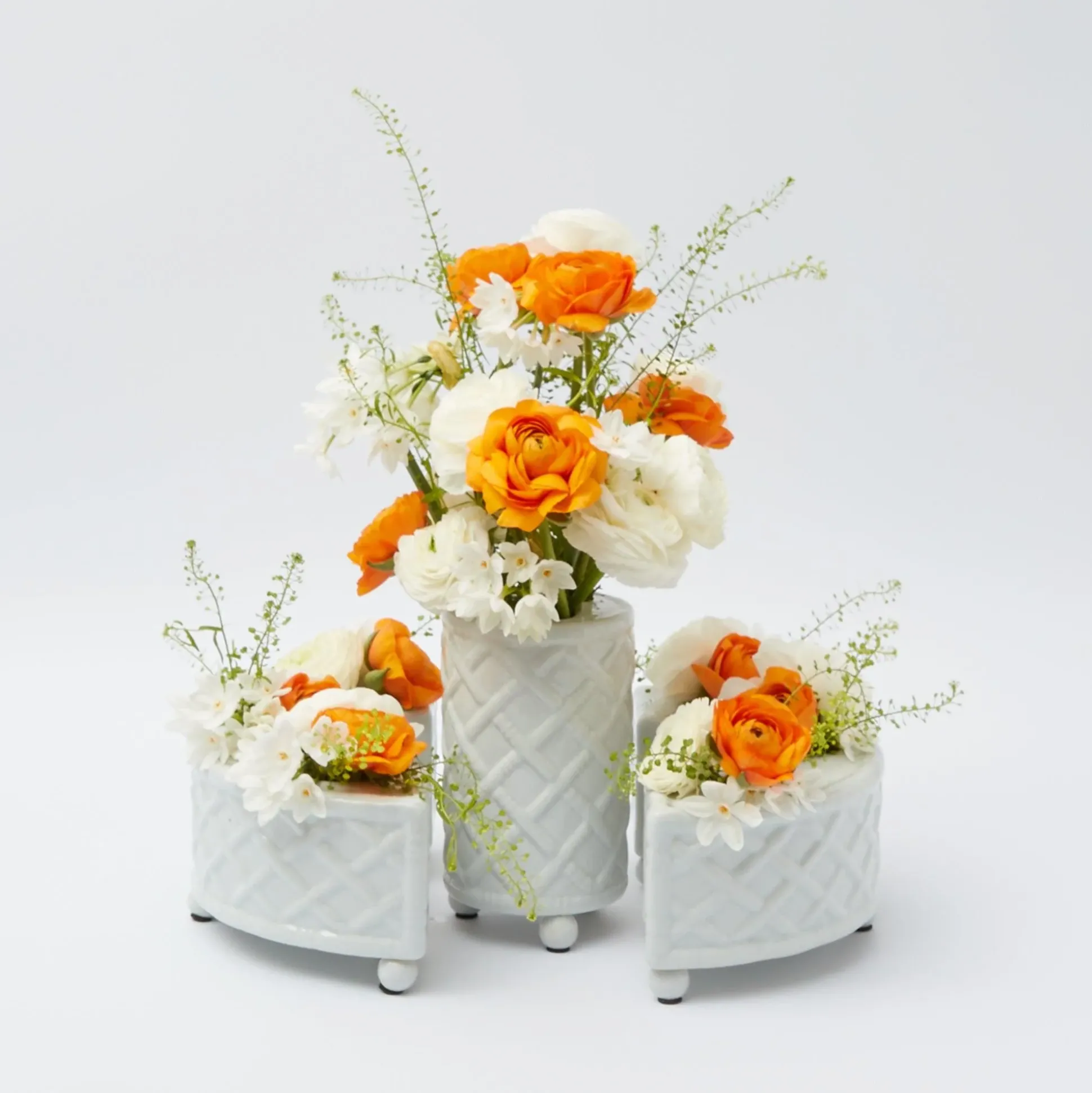 Three Piece Ceramic Bamboo Vase
