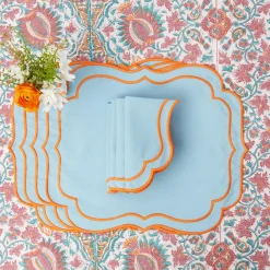 Valentina & Sylvie Blue/Orange Linen Set