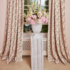 White Liliana Scalloped Rattan Pedestal And Urn