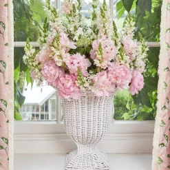 White Liliana Scalloped Rattan Urn