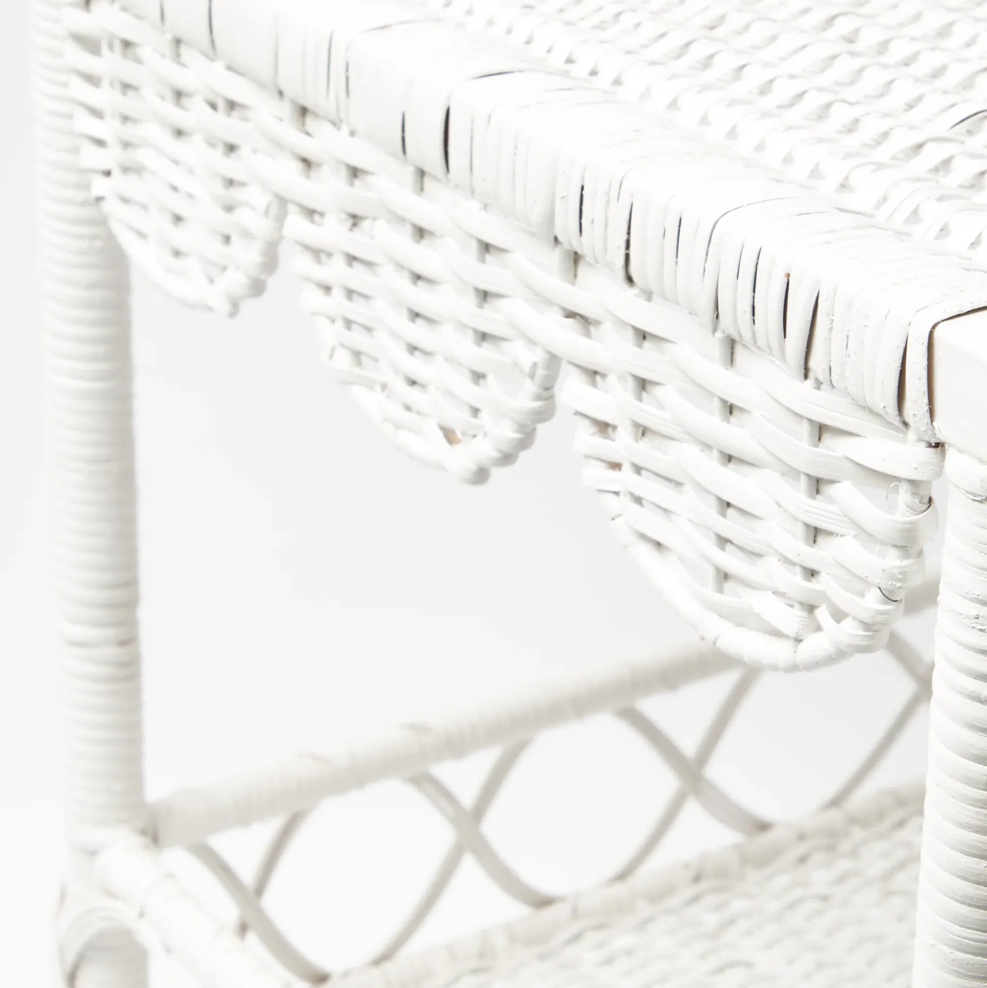 White Rattan Outdoor Side Table