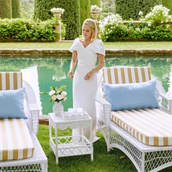 White Rattan Outdoor Side Table