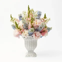 White Rattan Pagoda & Urn Vase Set