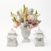 White Rattan Pagoda & Urn Vase Set