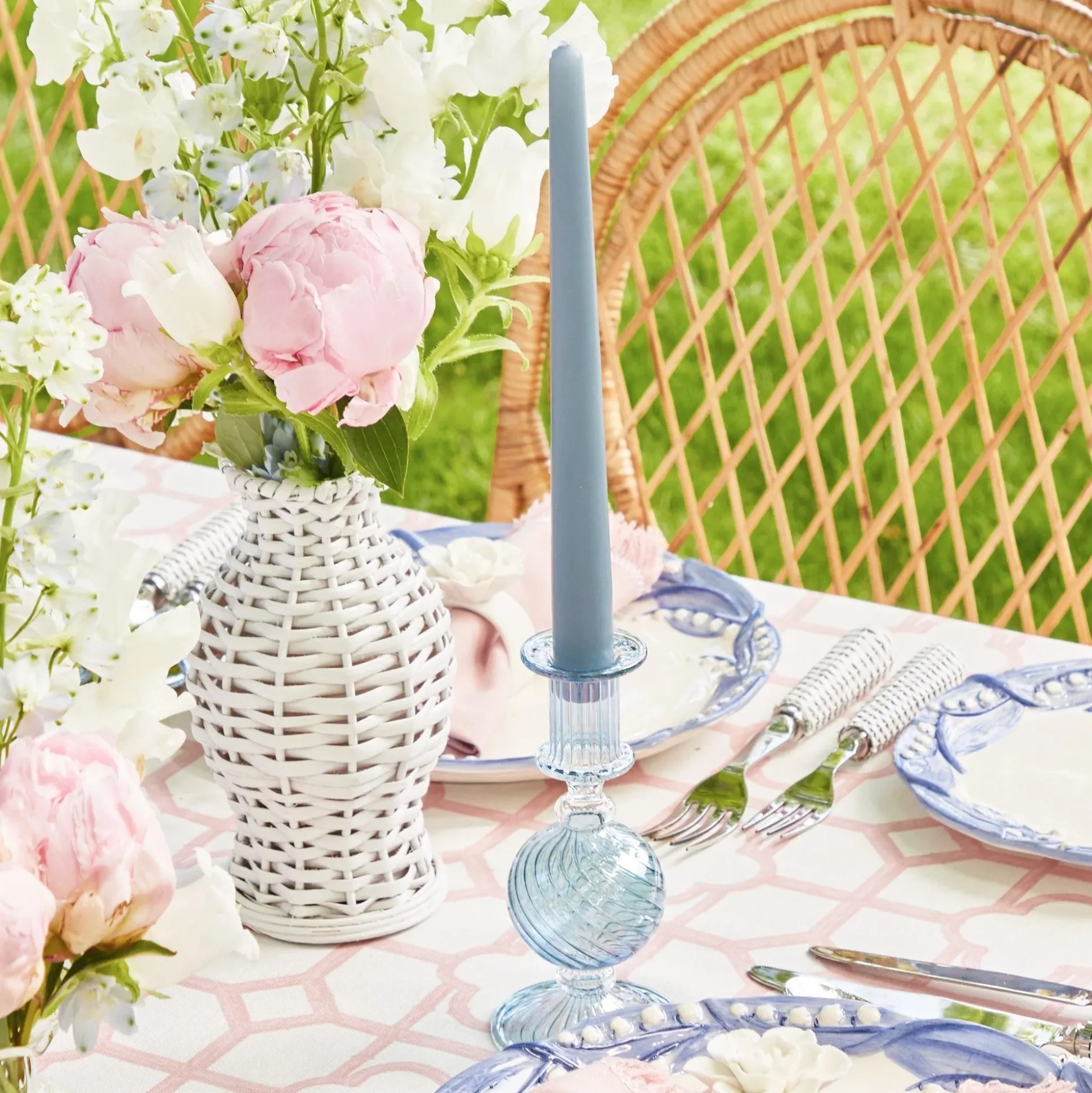 White Rattan Vase (Set Of 3)
