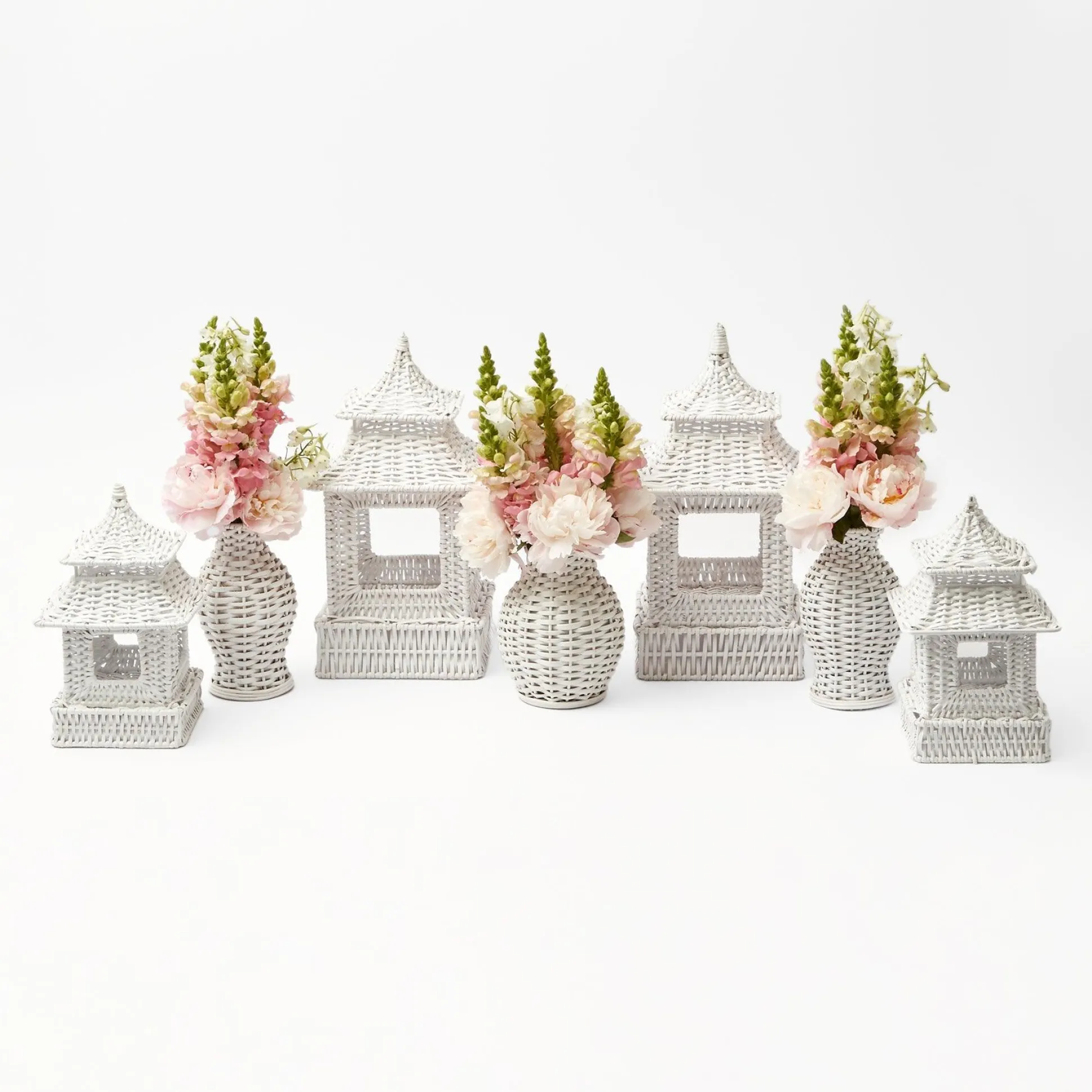 White Rattan Vase (Set Of 3)