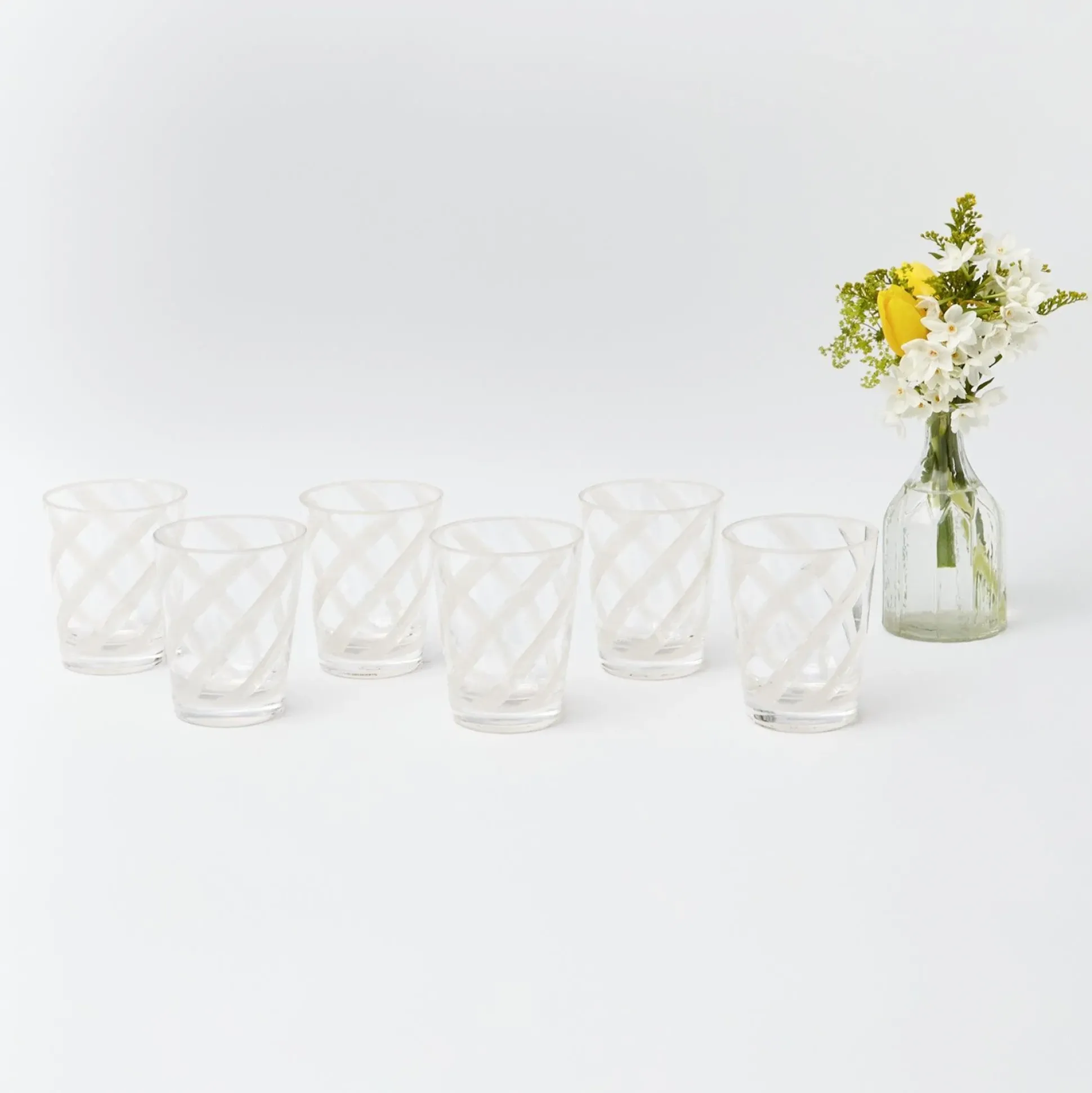 White Swirl Outdoor Glasses (Set Of 6)