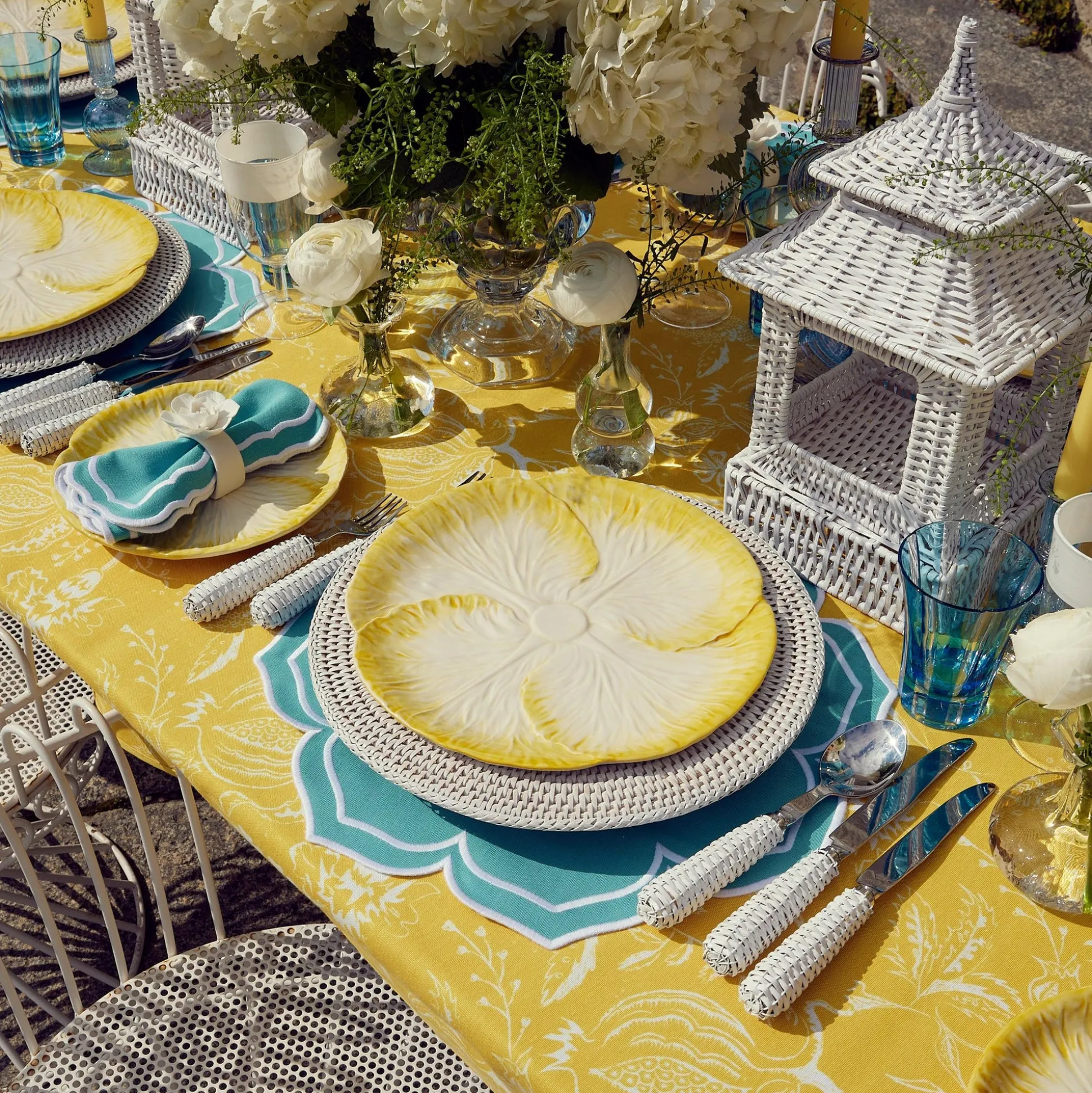 Yellow Capri Lettuce Dinner & Starter Plates (Set Of 8)