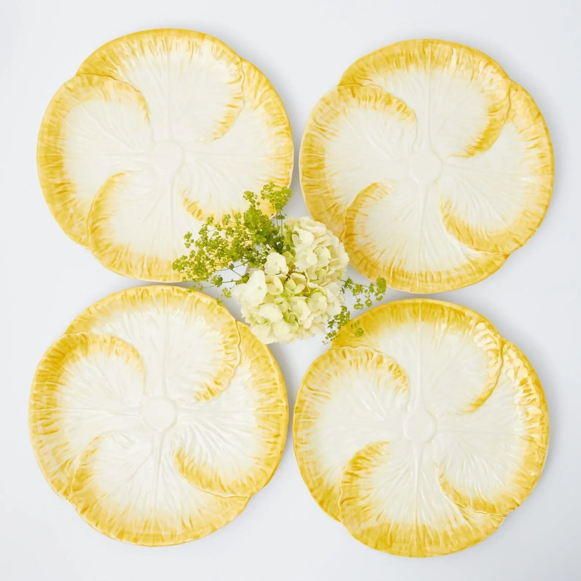 Yellow Capri Lettuce Dinner Plates (Set Of 4)