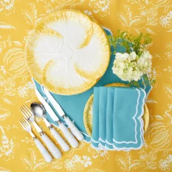 Yellow Capri Lettuce Dinner & Starter Plates (Set Of 8)