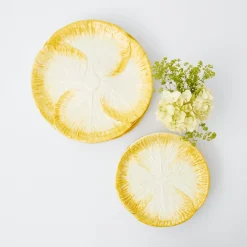 Yellow Capri Lettuce Dinner & Starter Plates (Set Of 8)