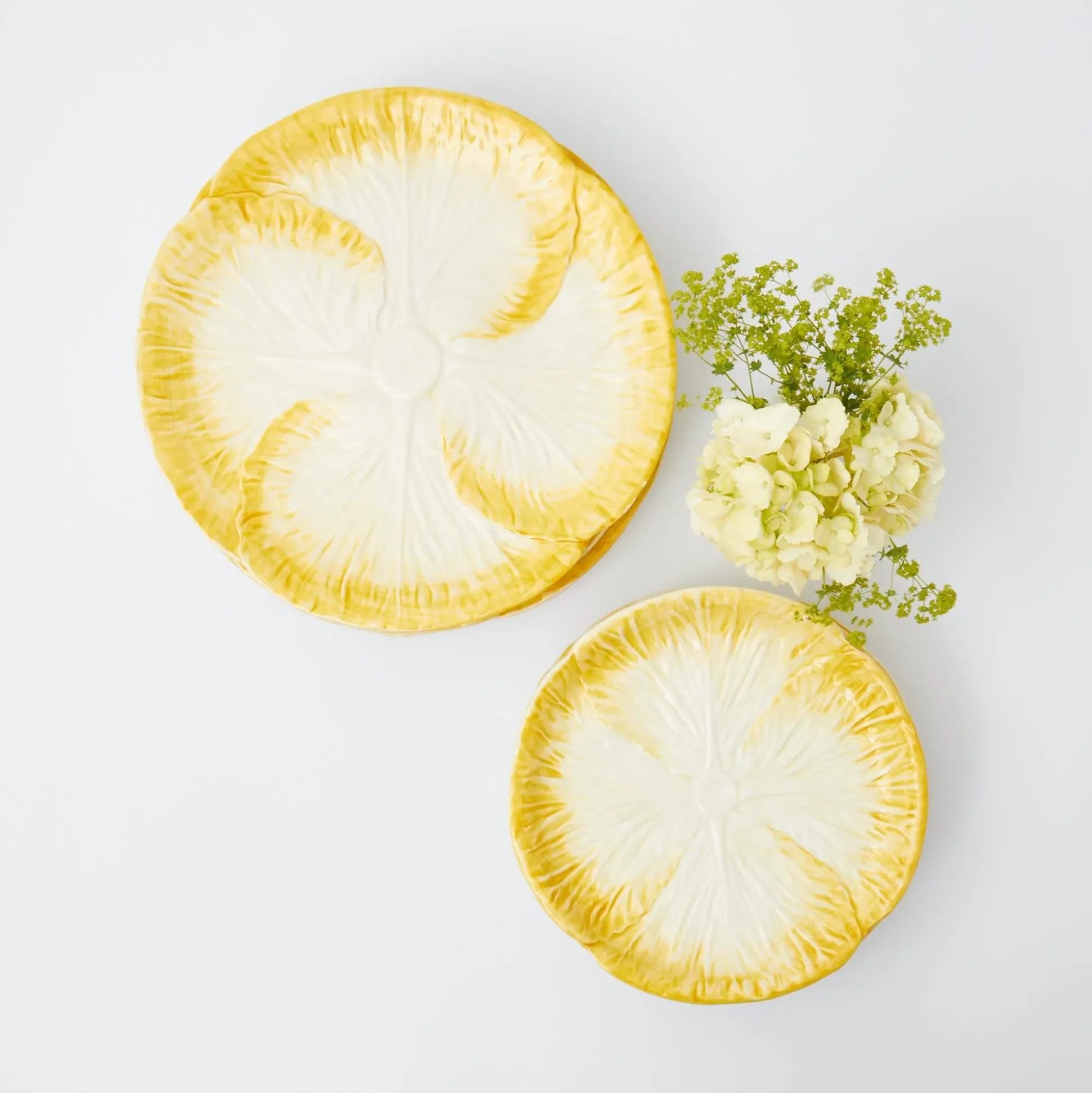 Yellow Capri Lettuce Dinner & Starter Plates (Set Of 8)