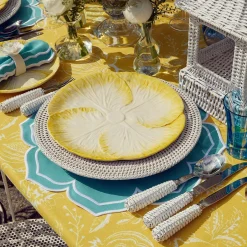 Yellow Capri Lettuce Dinner Plates (Set Of 4)