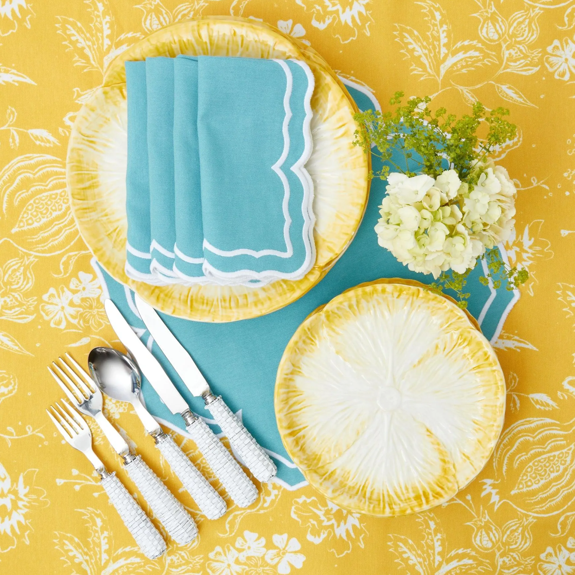 Yellow Capri Lettuce Starter Plates (Set Of 4)