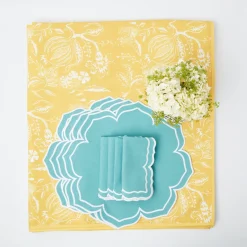 Yellow Melograno & Fleur Turquoise Linen Set