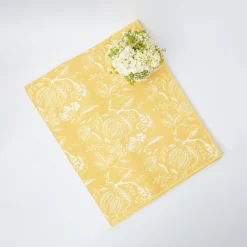 Yellow Melograno & Fleur Turquoise Linen Set