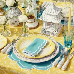 Yellow Melograno & Fleur Turquoise Linen Set