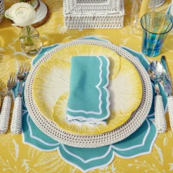 Yellow Melograno & Fleur Turquoise Linen Set