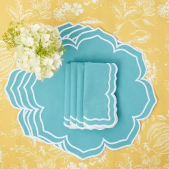 Yellow Melograno & Fleur Turquoise Linen Set