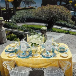 Yellow Melograno & Fleur Turquoise Linen Set