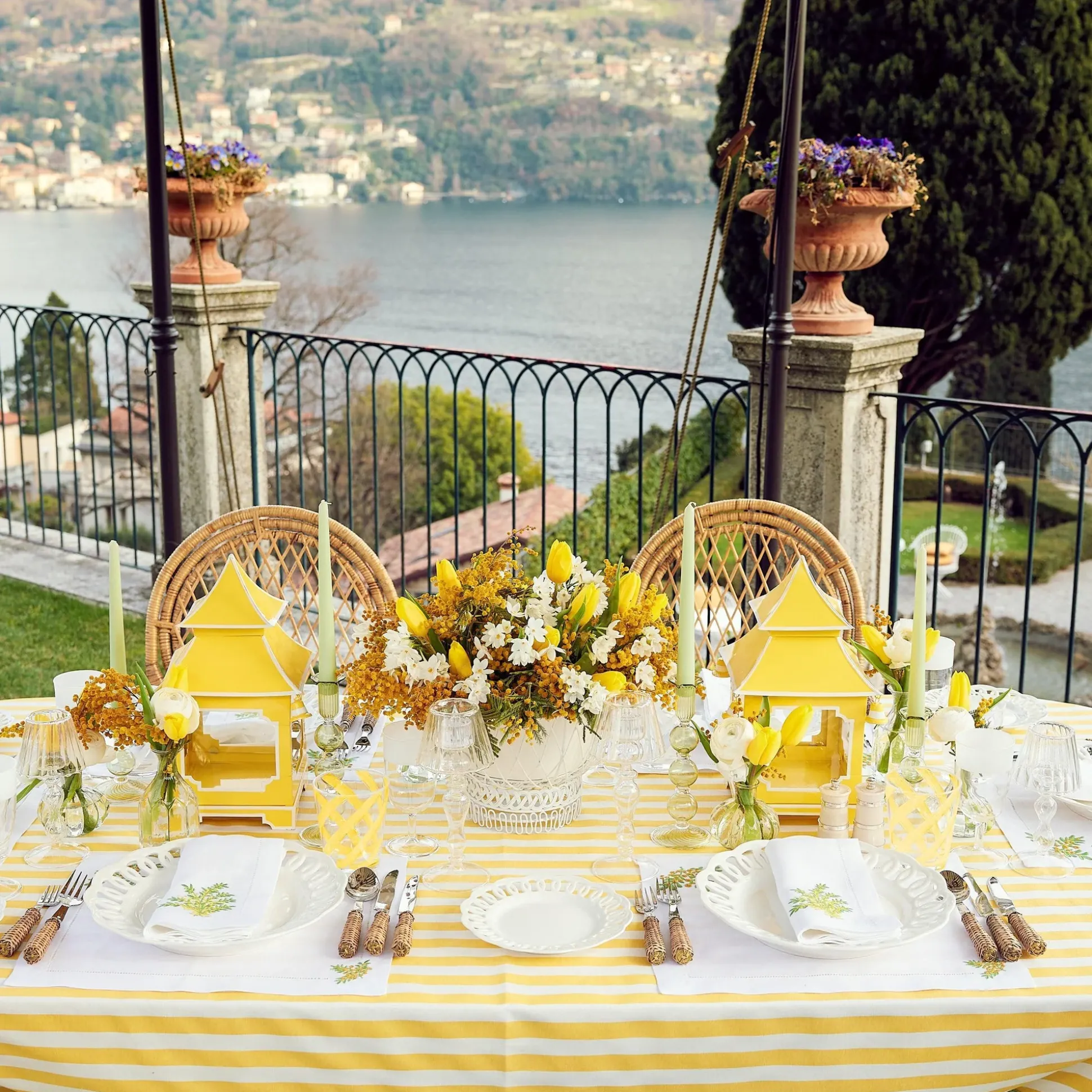 Yellow Swirl Outdoor Glasses (Set Of 6)